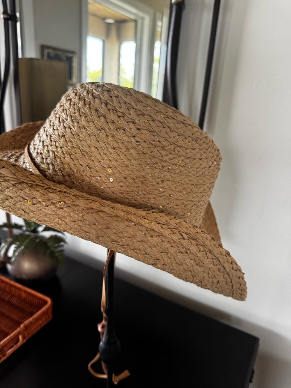 David and Young Natural Brown Straw Cowboy Hat with Chin Strap - Picture 3 of 6